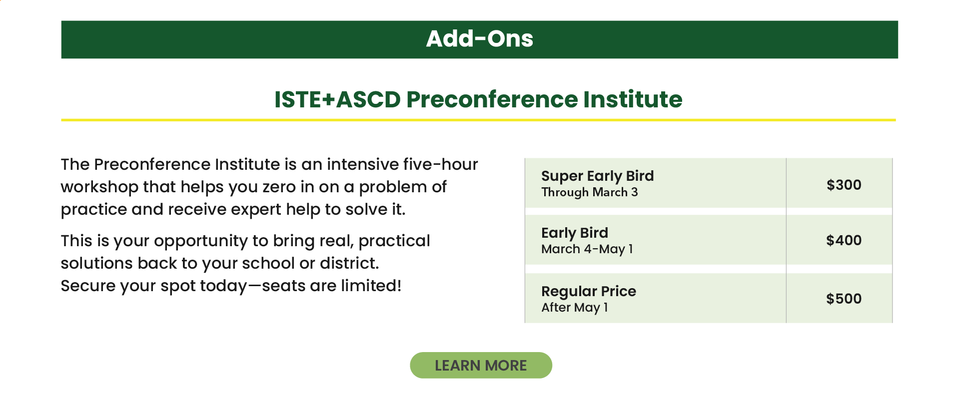 ISTELive 25 Pricing Grid - Preconference Institutues